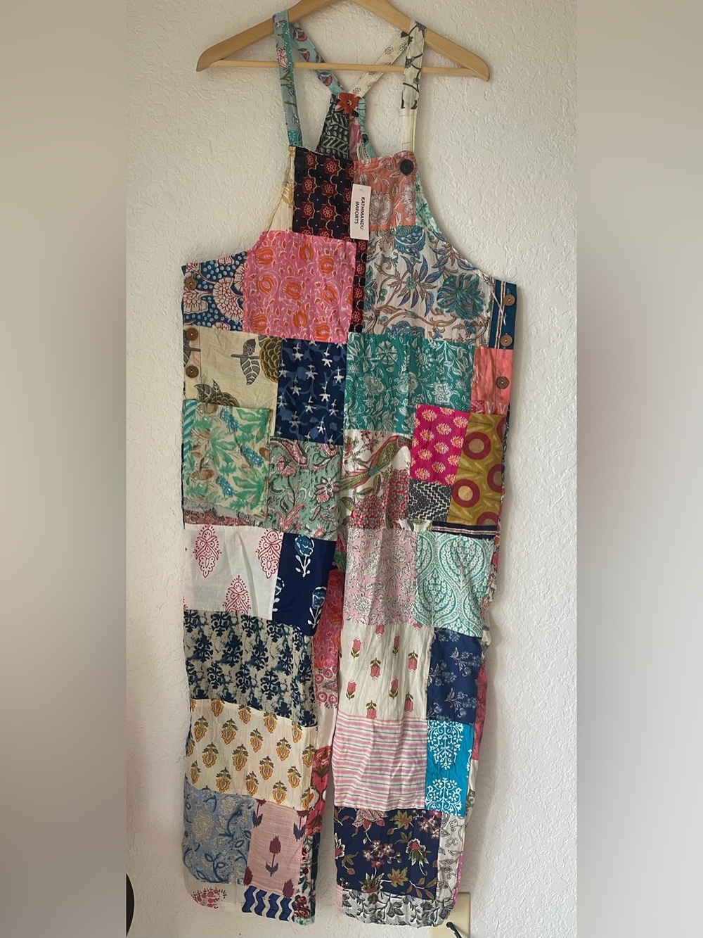 Kathmandu Imports Colorful Bohemian Patchwork Harem Jumpsuit Size OS NWT - Picture 7 of 13